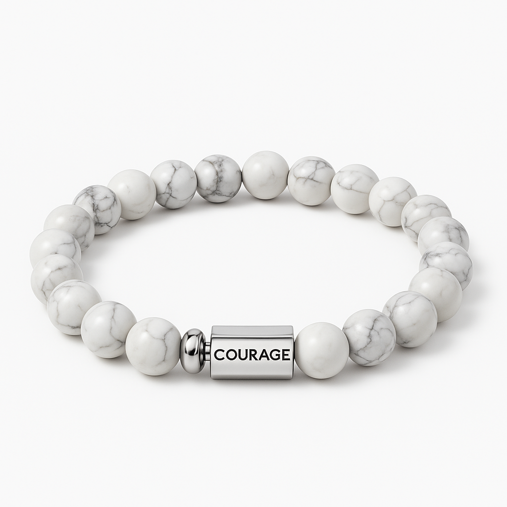 Bracelet en Howlite naturelle – Force, Courage & Énergie