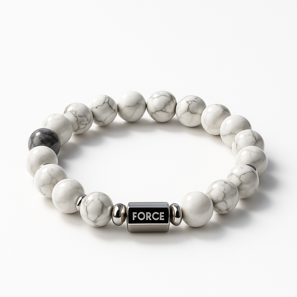 Bracelet en Howlite naturelle – Force, Courage & Énergie