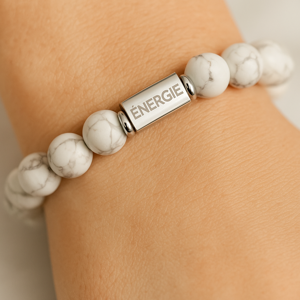 Bracelet en Howlite naturelle – Force, Courage & Énergie